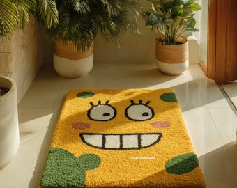 Hand-Tufted Wool Kids Rug | Smiley Face Playroom Decor