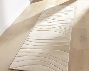 Hand getufteter Wollteppich | Beige Minimal Textur