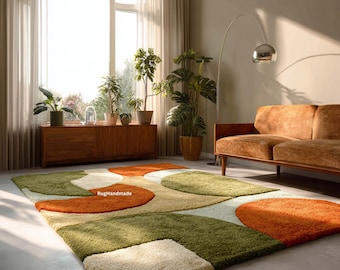 Hand-Tufted Wool Area Rug | Modern Organic Geometric Design