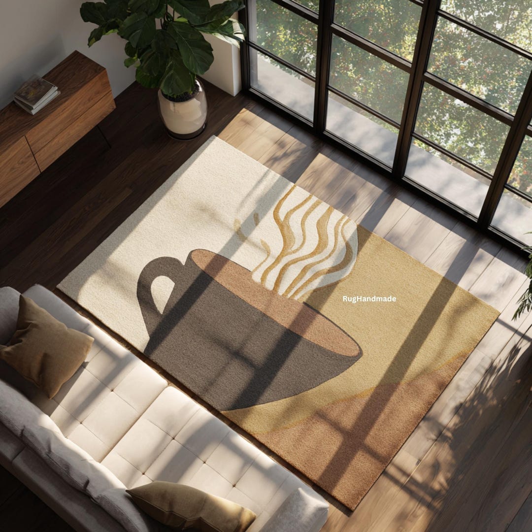 Coffee Room Rug Coffee Cup Rug | Warm Brown, Beige Modern Art Carpet for Living Room ...