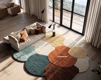 Pebble Harmony Organic Hand-Tufted Wool Rug | Sculptural Modern Irregular Area Rug