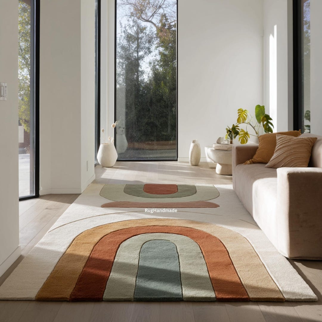 Hand-tufted Wool Arch Rug | Modern Geometric Abstract Area Carpet - Etsy