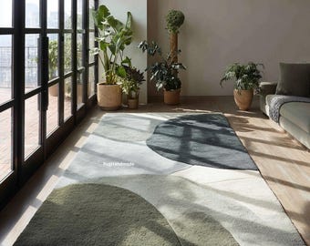 Hand Tufted Wool Rug | Abstract Organic Shapes, Neutral Colors
