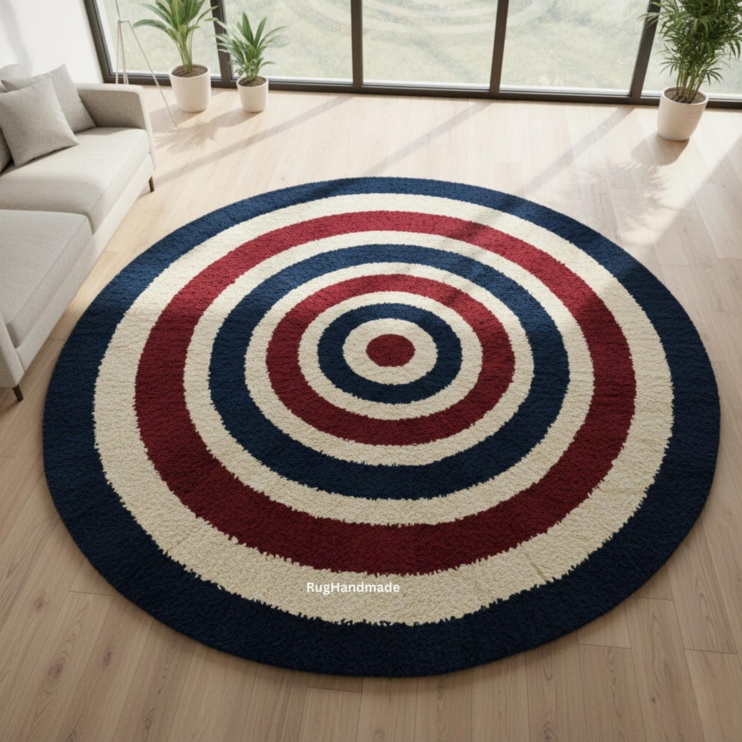 Hand-tufted Wool Round Rug | Modern Concentric Circle Design - Etsy
