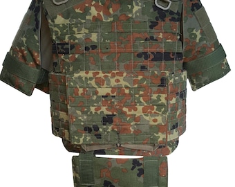 Tactical Vest size XL Plate Carrier Modular Shark Flecktarn MOLLE Cordura Empty