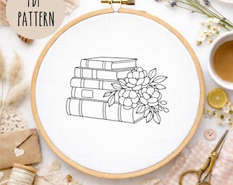 Patrón de bordado de libros florales: Descarga en PDF