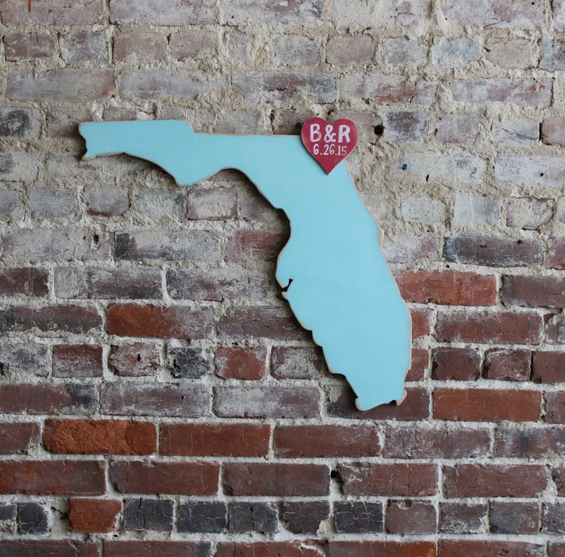 any statecountry available in many colors 2 ft Florida in Distressed Ocean Wooden State Wedding Guestbook