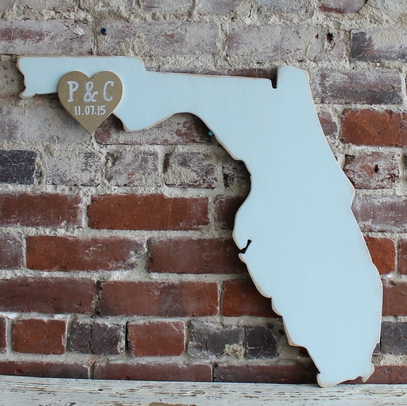 any statecountry available in many colors 2 ft Florida in Distressed Ocean Wooden State Wedding Guestbook