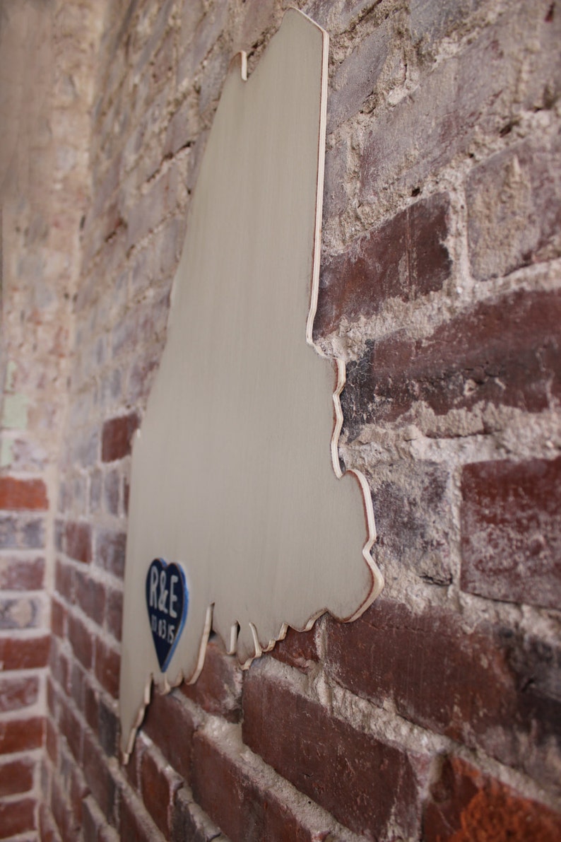 Custom Wooden State Wedding Guestbook any statecountry available in many colors 2 ft Maine in Distressed Ivory