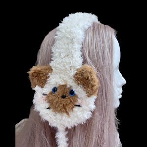 Plüsch Katzen Ohrenwärmer: Handgemacht, verstellbar & lebendig