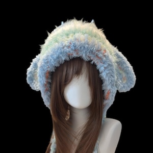 Pastelkleurige gehaakte muts met hondenoren - Cosy Winter
