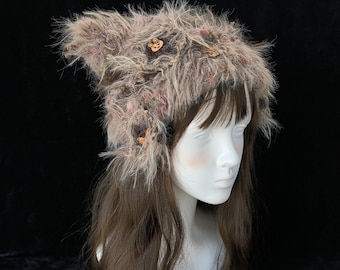 Pastel Plush Wandering Poet Hat - Artistic Adjustable Headwear