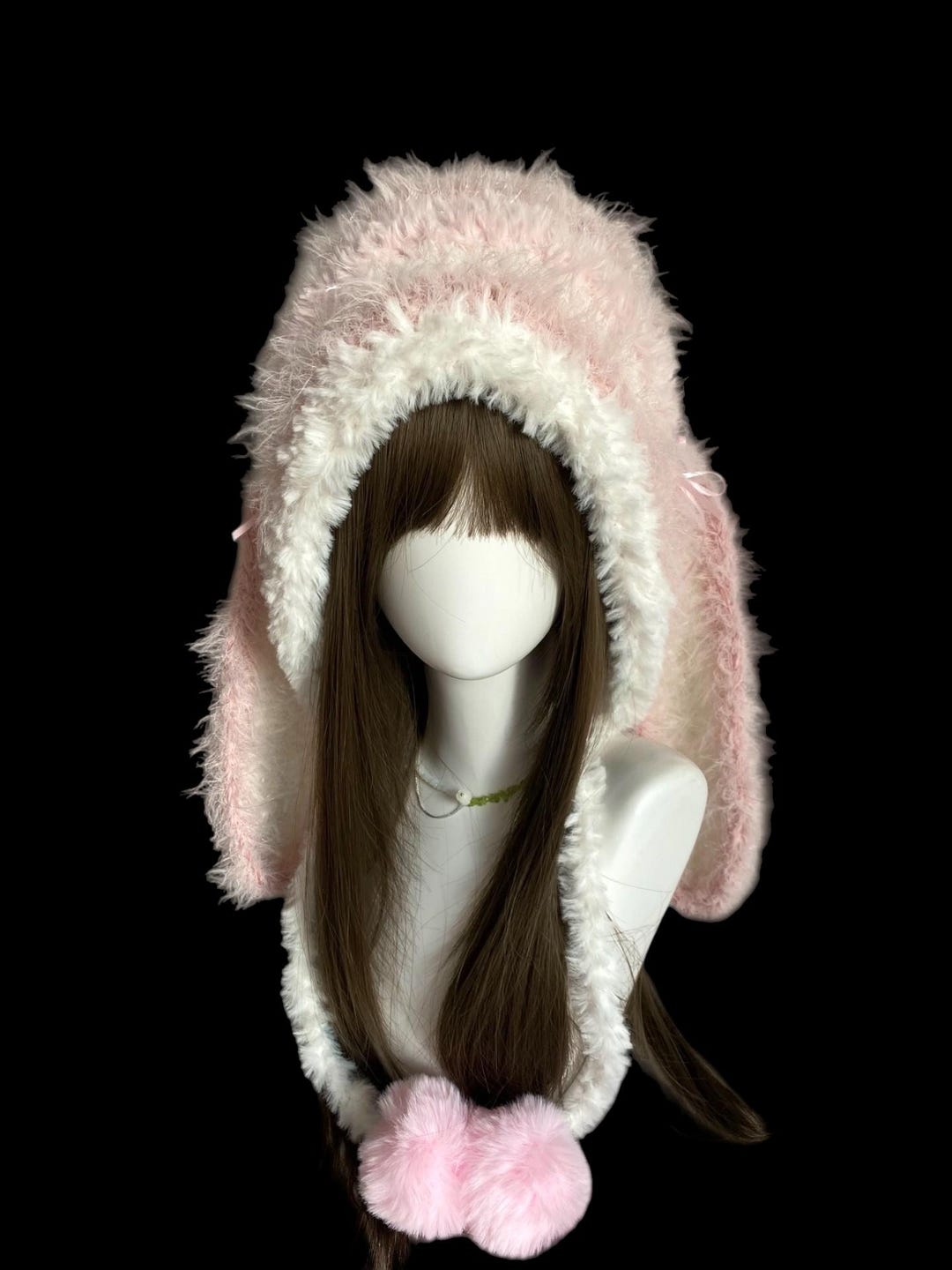 Pink Rabbit Hood Pink Bunny Plush Hood - Handmade Winter Warmth - Etsy