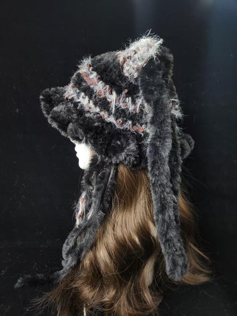 Drooping Ears Gray White Rabbit Hat - Cozy Handmade Warm - Etsy