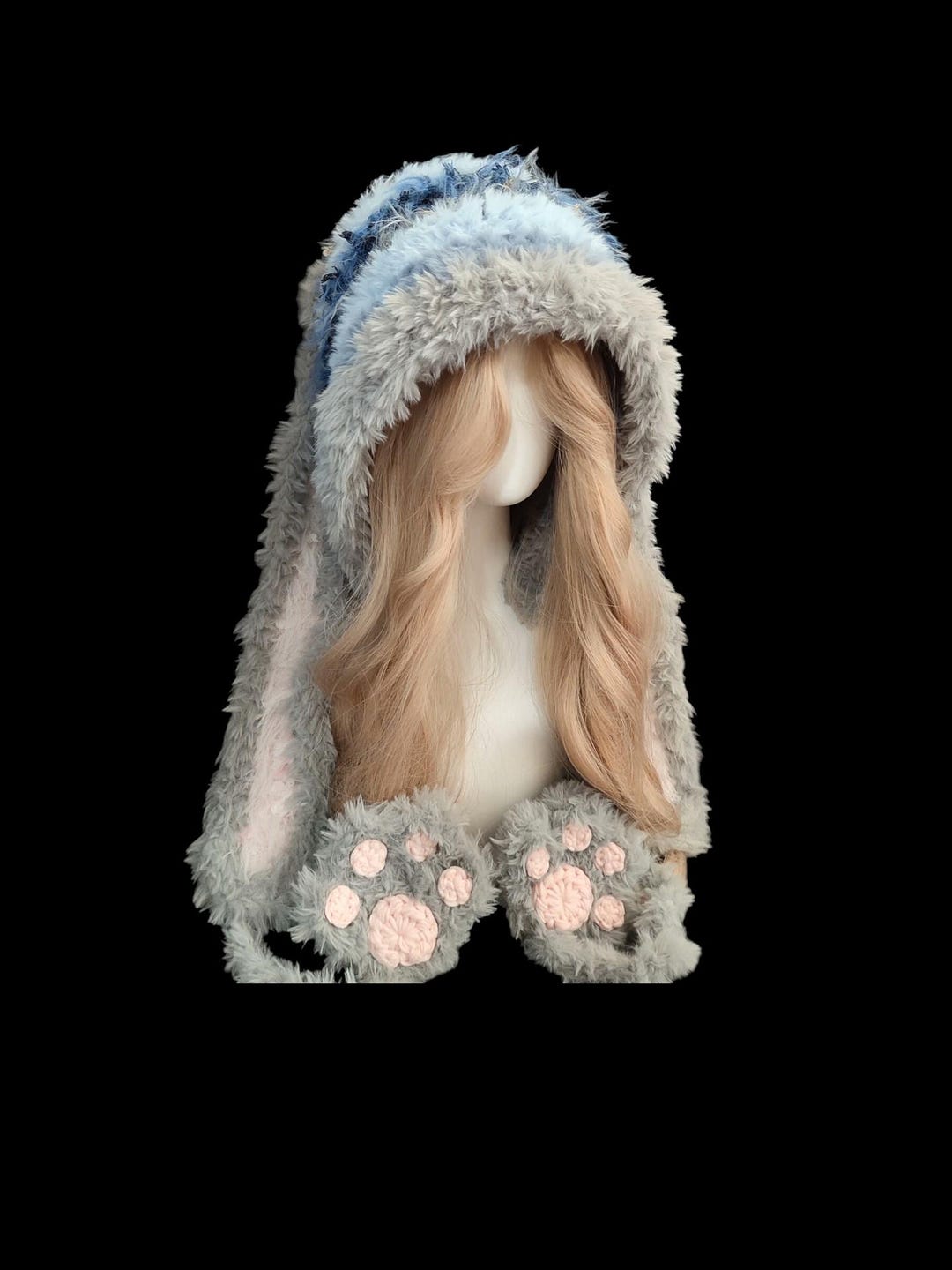Pink Rabbit Hood Pastel Blue Bunny Hood With Detachable Ears - Etsy