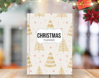 Planificador navideño imprimible, carpeta de organización navideña editable en lienzo, descarga digital tamaño A4/Carta EE. UU.