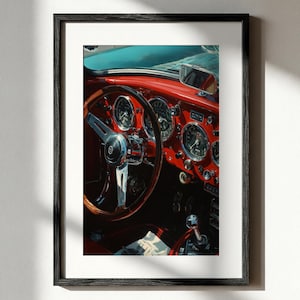 Vintage Sports Car Art Print | Car Dashboard | Car Poster | Car Art | Retro Wall Art | Vintage Wall Decor or Gift for Car Lovers