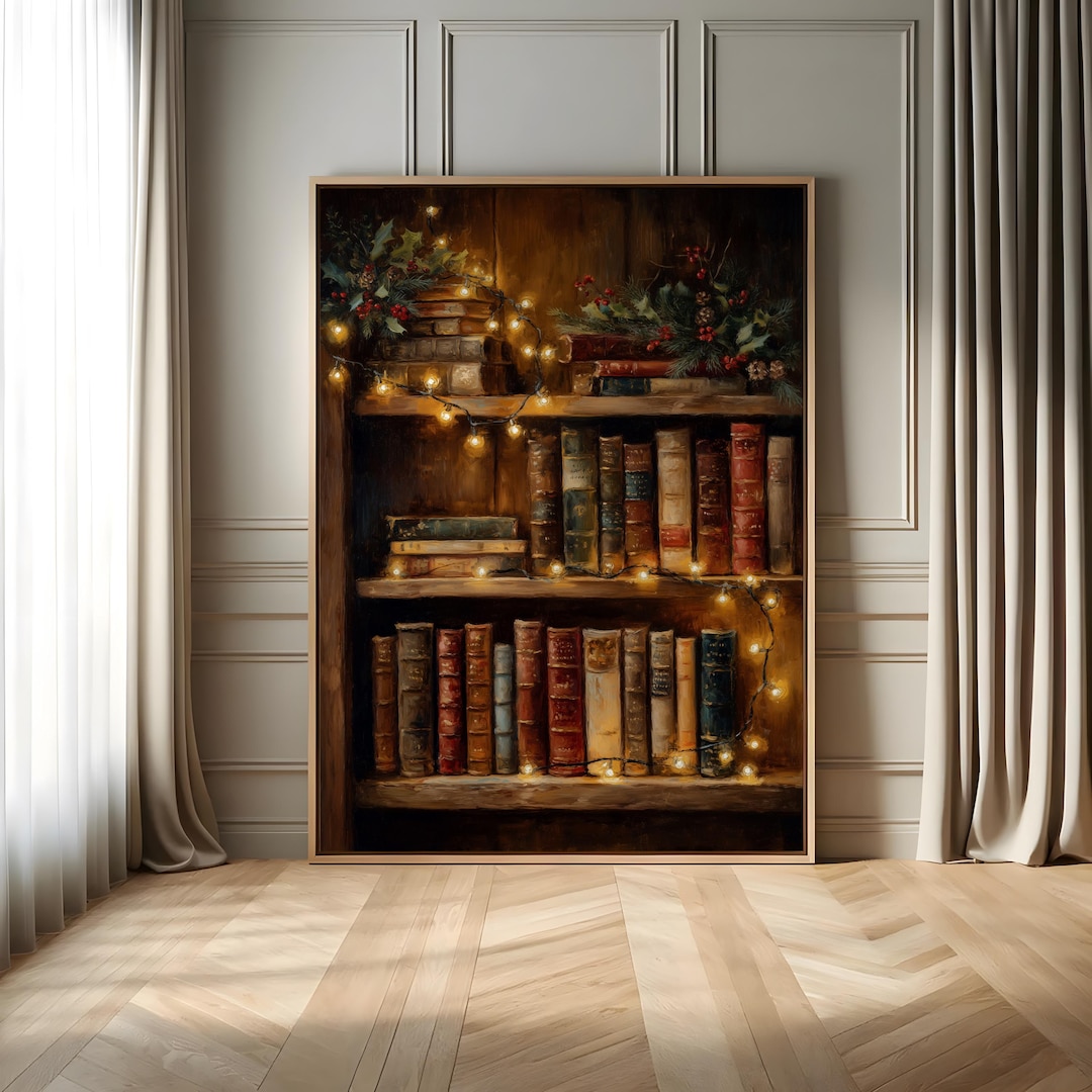 Book Nook Art Print | Rustic Cosy Library Wall Art | Vintage Book Case ...