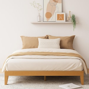 Handcrafted Full/Queen/King Platform Bed Frame, Sturdy Wooden Bed with Slat Support, Easy Assembly, No Box Spring Needed