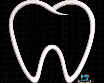 Tooth Applique Embroidery Design, Dentist Machine Embroidery File, Tooth Fairy, Tooth Outline Download