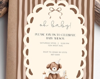 Digitale downloadsjabloon vintage babyshower