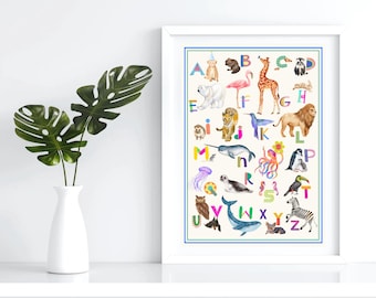 Poster Animal ABC Animal Alphabet Poster Print Children's Room Decoration