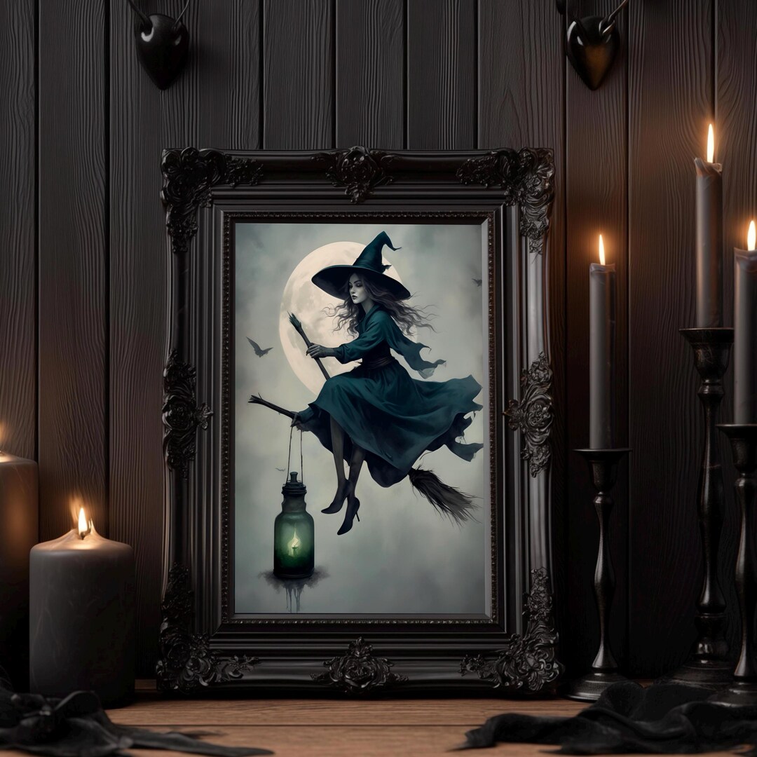 Dark Gothic Witch Print: Vintage Halloween Cottagecore Decor (digital ...
