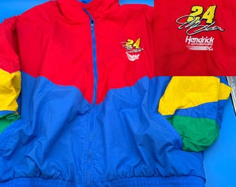 Jeff Gordon 24 Hendrick Motorsports Veste NascarPour hommes Rouge bleu jaune vert