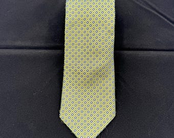 Nautica Mens Silk Geometric Pattern Tie Green Blue