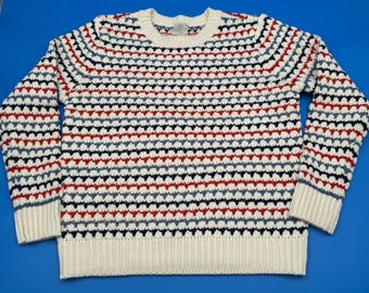 Pull St Johns Bay pour femme en tricot jacquard jacquard crème rouge bleu taille L