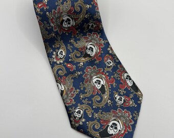 Sharon Mens Mickey Mouse Paisley Necktie Navy Blue Red Disney 100% Silk Tie