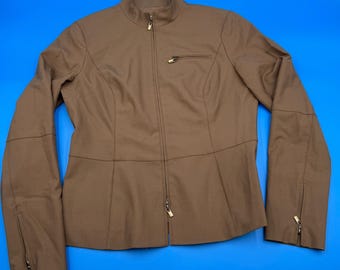 WORTH Women's Brown Wool Blend Zip Front Peplum Jacket Size 8