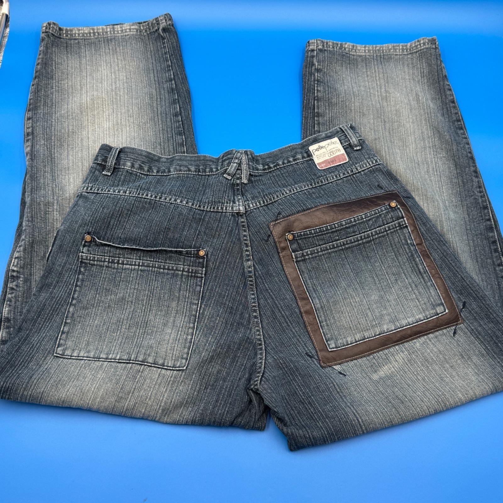 パンツ PELLE PELLE/JEANS CO BLACK CARPENTER Pelle Pelle Jeans Mens 36 Black Carpenter Style Wide Leg Workwear