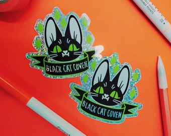 Black Cat Coven Holographic Glitter Sticker