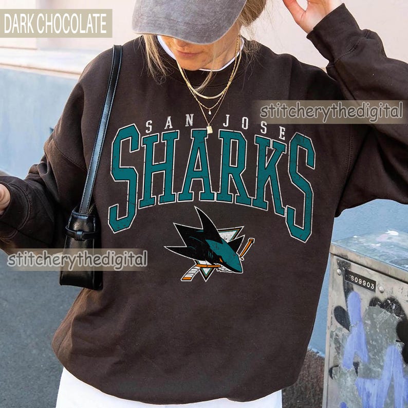 Vintage San Jose Sharks Sweatshirt, Sharks Vintage Ice Hockey Sweatshirt, Retro Sweatshirt, Game day Sweatshirt, San Jose Sharks Hockey image 1