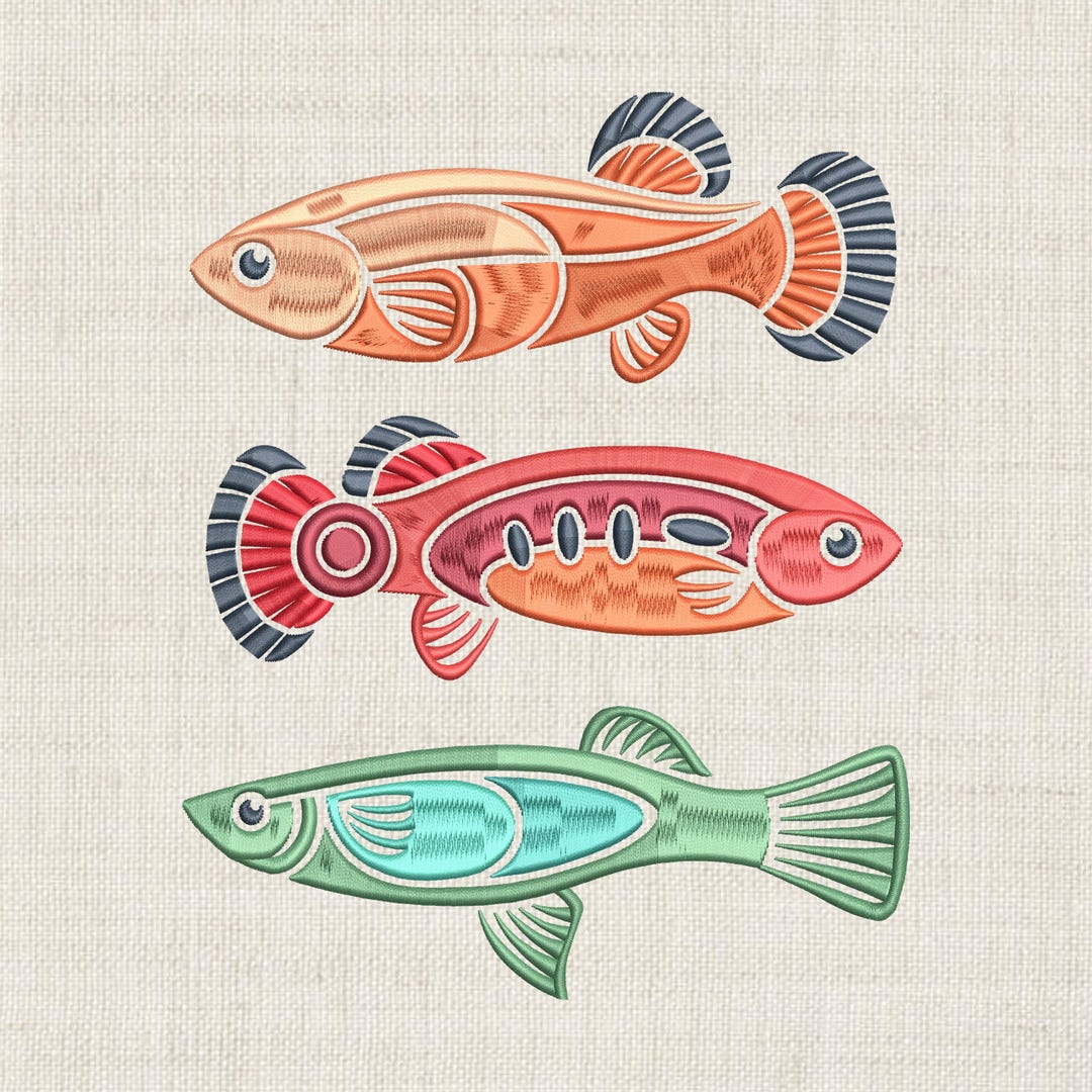 Fish Pattern Clothes Colorful Fish Embroidery Design, Ocean Animal Machine Embroidery File ...