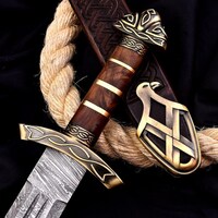 Damascus Steel Handmade Long Sword, Medieval Cosplay Viking Sword ...