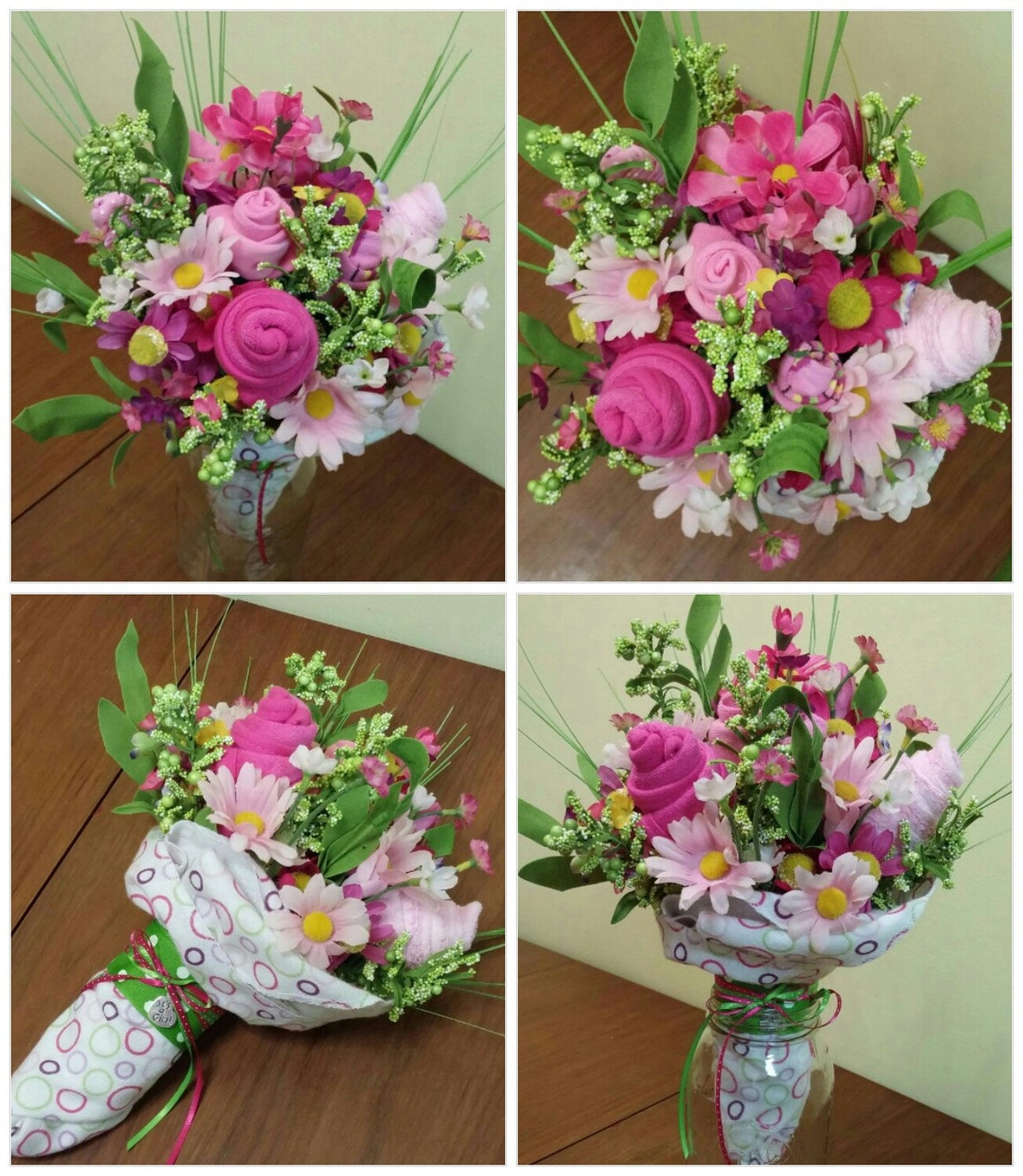 Its A Girl Bouquet Onesie Bib Burp Cloth Washcloth 2 Etsy