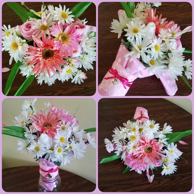 Its A Girl Bouquet Onesie Bib Burp Cloth Washcloth 2 Etsy