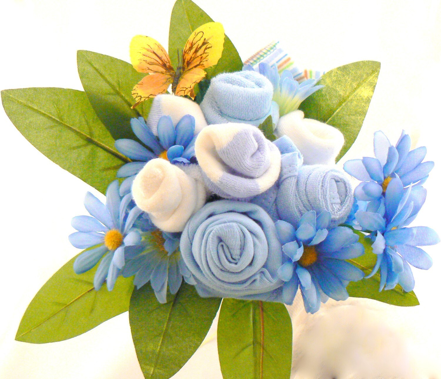 Its A Boy Bouquet Madetoorder Including Bodysuit, Bib, Burp Cloth