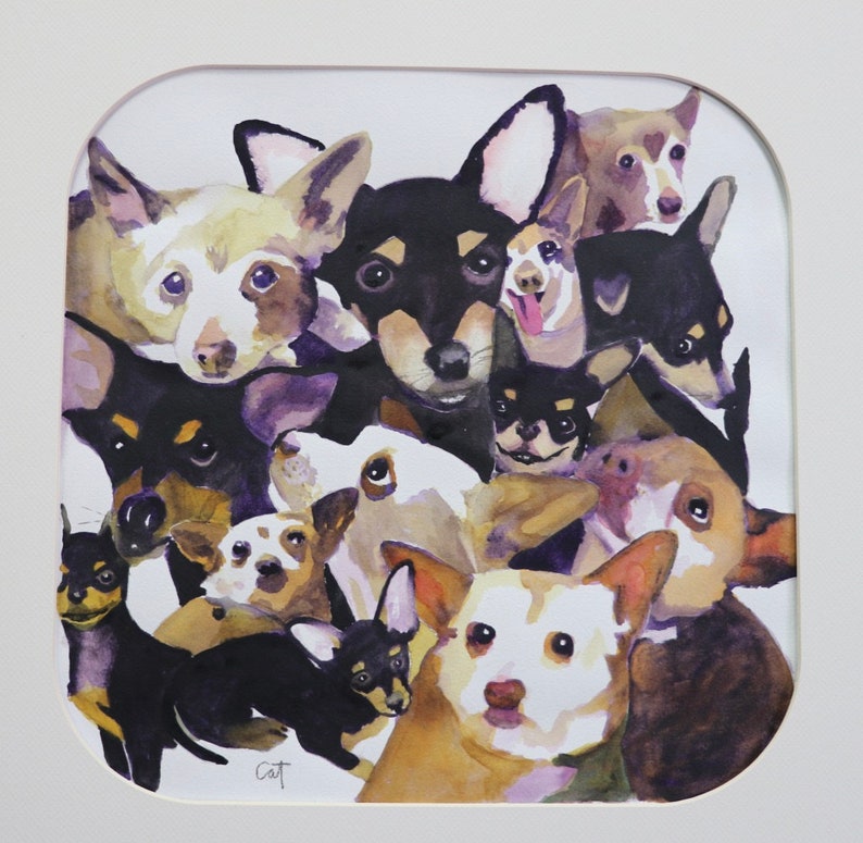 Watercolor Chihuahuas Cute Dogs Happy Dogs