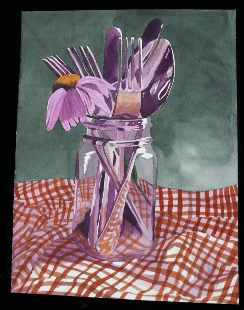 Surprise Bouquet 6 Dramatic and Surprising Arrangement Watercolor Cutlery Mason Jar