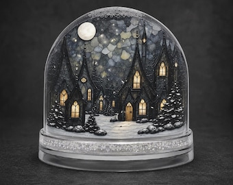 Gothic Christmas Snow Globe, Gothmas Winter Village Snow Globe, Dark Holiday Decor, Victorian Gothic Christmas Ornament, Collectible Gift