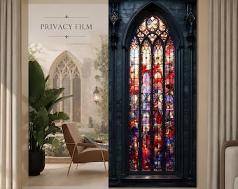 Gothic Cathedral Privacy Film | Removable Window Covering | Stained Glass Inspired Door Film | Gothic Home Decor | Decorative Privacy Screen