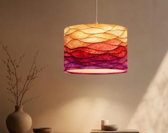 Colorful Drum Chandelier, Abstract Wave Fabric Pendant Lamp, Modern Home Decor