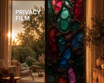 Gothic Stained Glass Privacy Film, Decorative Window Covering, Cathedral Window Film, Colorful Glass Door Privacy Cover, Dark Academia Decor