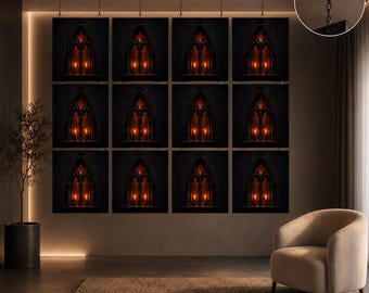 Gothic Cathedral Hanging Room Divider 12 PCS, Hanging Privacy Screen, Dark Academia Room Divider, Gothic Home Decor, Original Room Divider