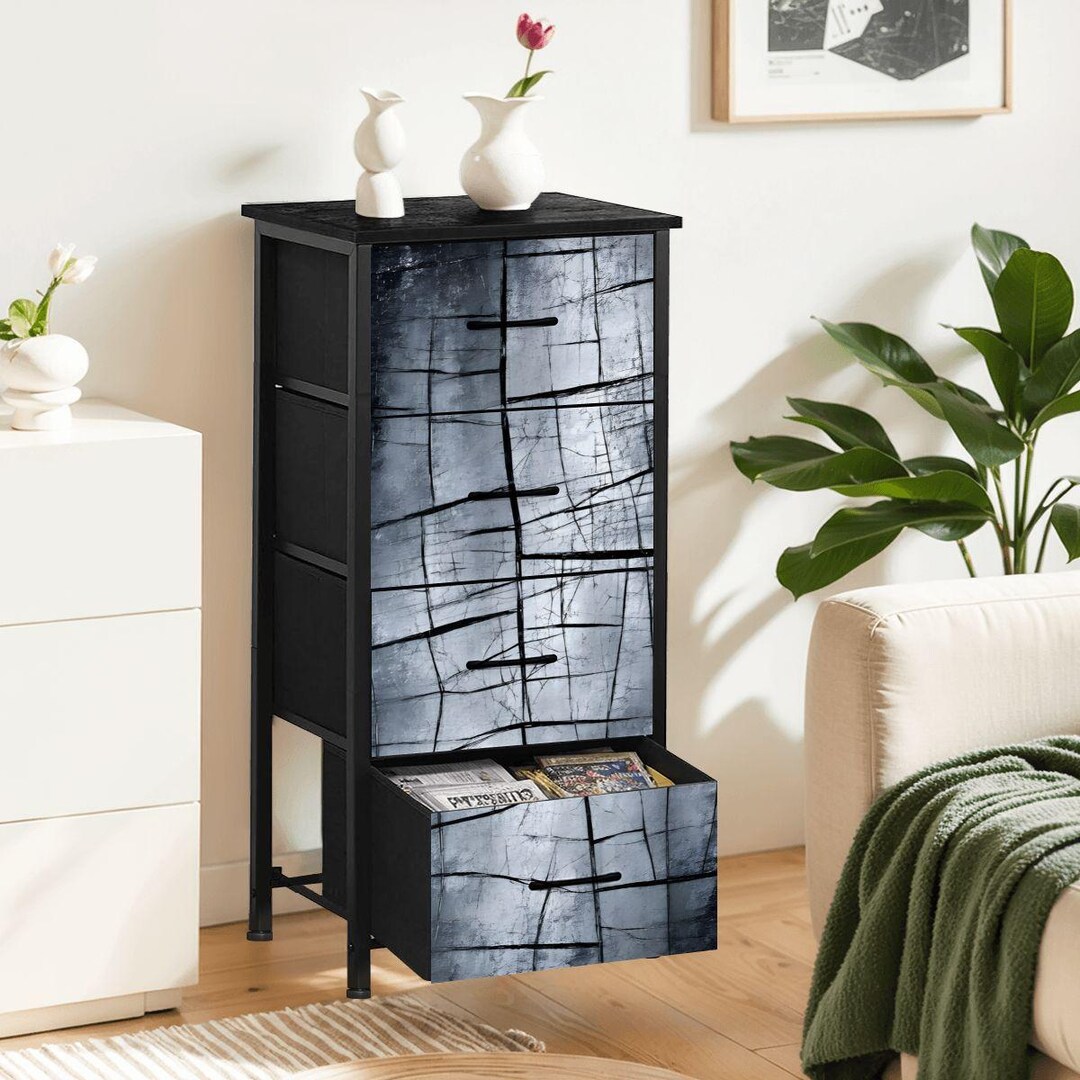 Modern Gothic 4 Drawer Storage Unit, Abstract Dark Organizer ...