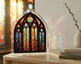 Stained Glass Cathedral Window Decor, Gothic Window Acrylic Standee, Colorful Stained Glass Style Art, Gothic Home Decor