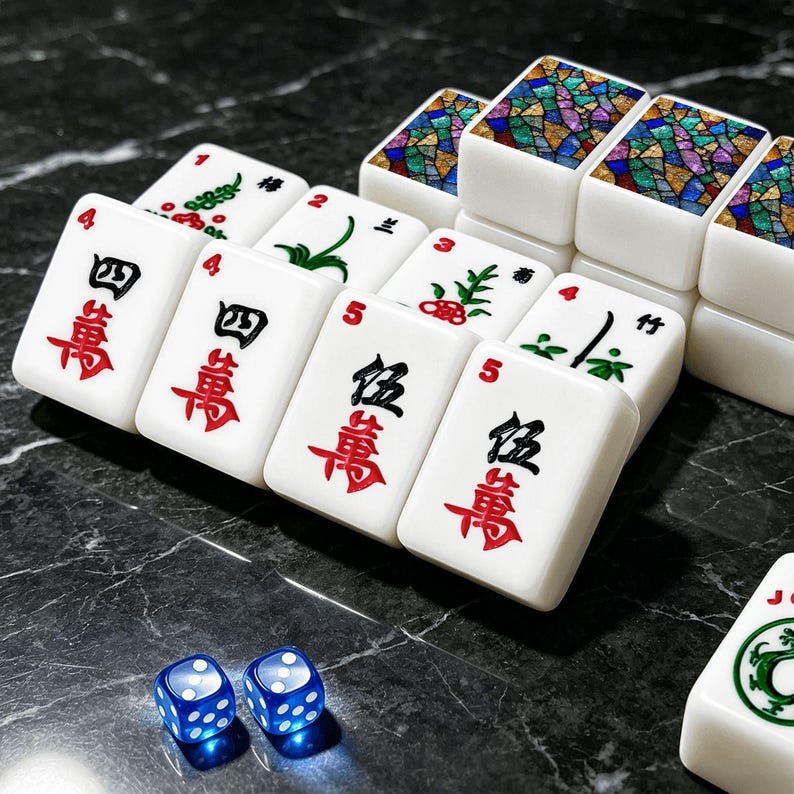 Stained Glass Mahjong Tiles Set with Jokers, 166 Piece American Mahjong Set, Colorful Mosaic Tile Design, Premium Game Night Gift image 8